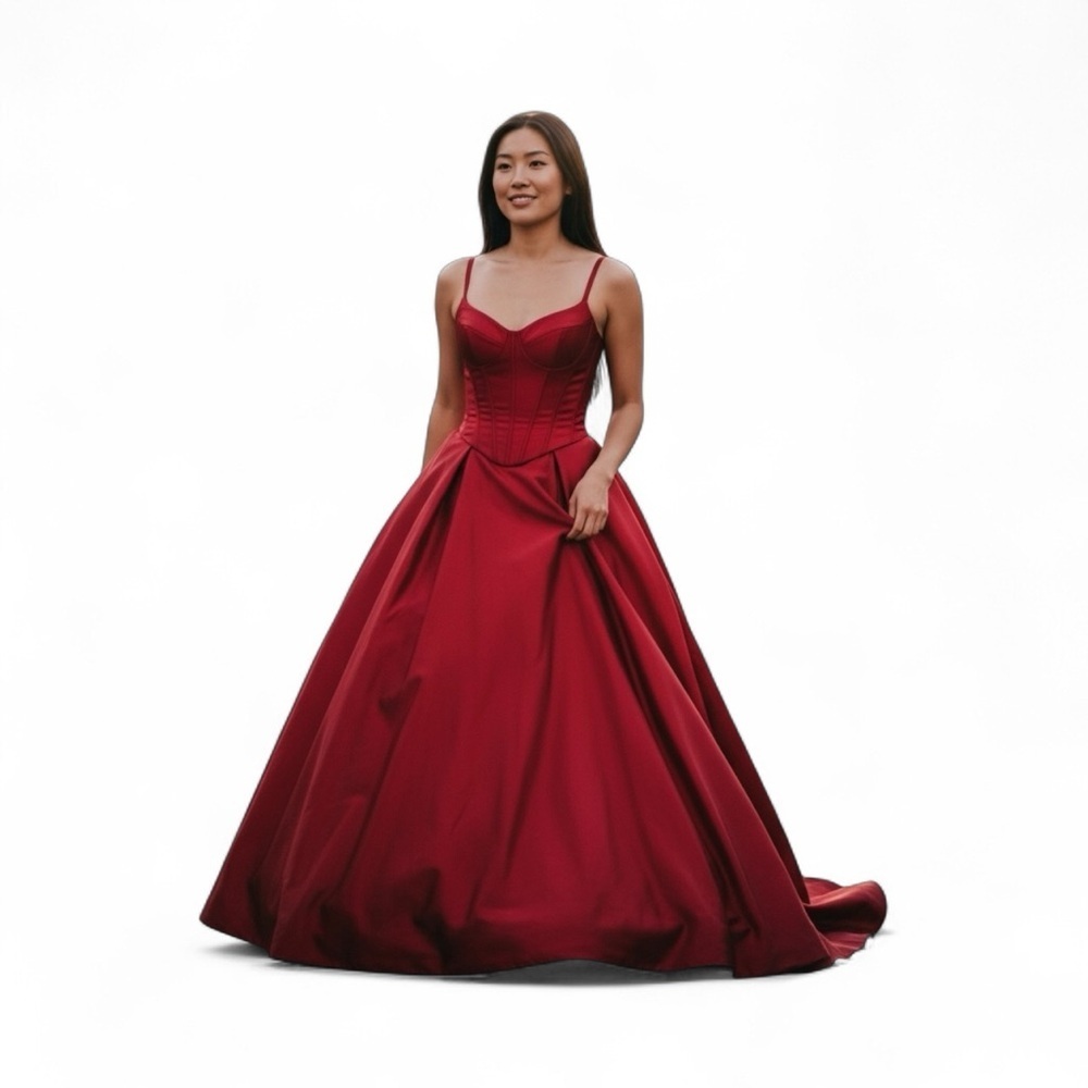 VTG Jessica McClintock Gunne Sax Lipstick Red Formal Gown Size 5/6 Crinoline